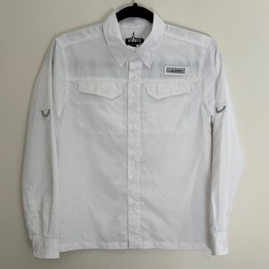 Habit Kids White Button Down Shirt size M 40+ solar factor fishing outdoors